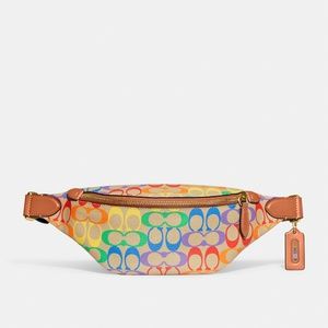 Coach 🌈 NWT! Charter Belt Bag 7 In Rainbow Signature Canvas